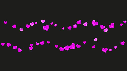 Valentine background with pink glitter hearts. February 14th day.
