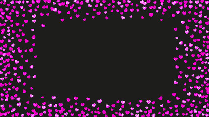 Valentine background with pink glitter hearts. February 14th day.