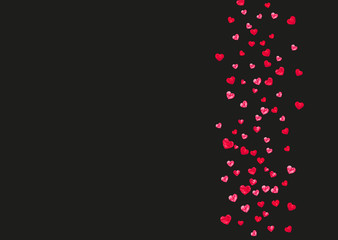 Valentine background with pink glitter hearts. February 14th day. Vector confetti for valentine background template. Grunge hand drawn texture.