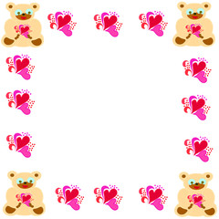 Bear with hearts romantic frame.