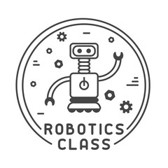 Obraz na płótnie Canvas Logo concept of robotics class. Linear style vector illustration