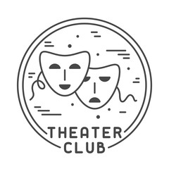 Logo concept of theater club. Linear style vector illustration