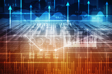 2d rendering Stock market online business concept. business Graph 
