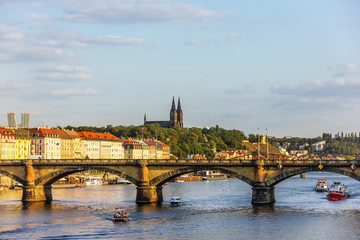 Fototapeta premium Prague bridge and Vysehrad view, Czech Republic