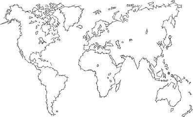 Weltkarte Skizze Linien