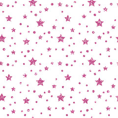 Pink Star Pattern. Glitter Look.