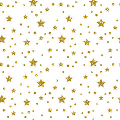 Golden Star Pattern. Glitter Look.