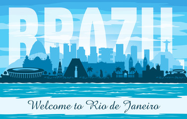 Rio de Janeiro Brazil city skyline vector silhouette