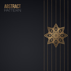 Gold vintage greeting card on a black background. Luxury vector ornament template. Mandala. Great for invitation,