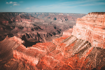 Colors and layers from the southern rim of Grand Canyon National Park in Arizona, USA.Teal and orange view.
