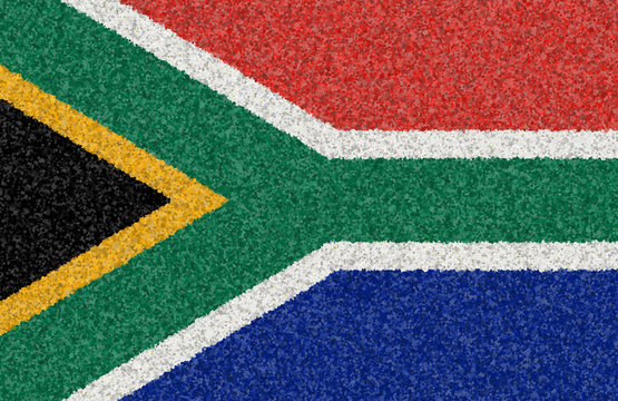 Graphic illustration of a flag of the Republic of South Africa with a flower pattern