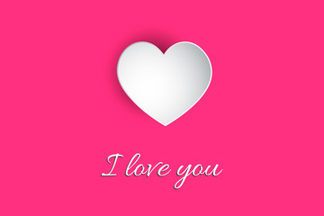 I love you lettering Vector illustration! Beautiful Heart! Abstract paper art 3D Hearts on pink background with dots.