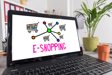 E-shopping concept on a laptop