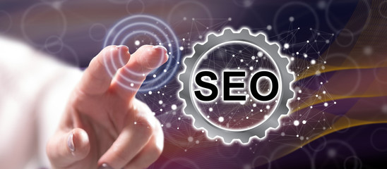 Woman touching a seo concept