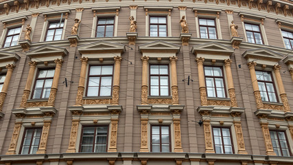 Fototapeta na wymiar Zagreb, Croatia - Front wall of a classical downtown building