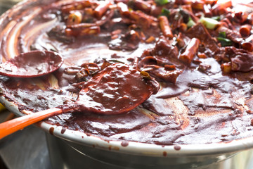 Tteokbokki, Korean spicy rice cake, is a popular street food