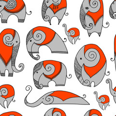 Fototapeta premium Ornate elephant, seamless pattern for your design