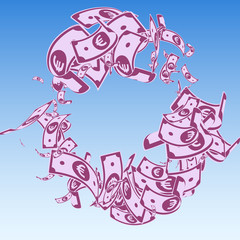 European Union Euro notes falling. Messy EUR bills