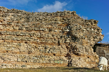 Sunset view of The Western gate of Diocletianopolis Roman city wall, town of Hisarya, Plovdiv Region, Bulgaria