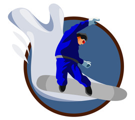 icon, snowboarder on snowboard, Winter sports, isolated on white background