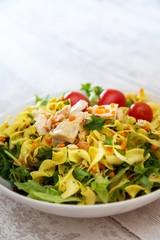 Roasted Chicken Cooked Twists and Mustard Sauce salad
