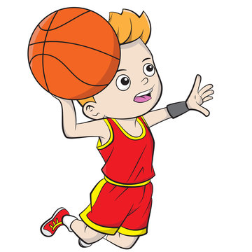 cartoon boy playing basketball