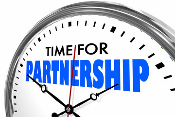 Time for Partnership Cooperation Clock Words 3d Illustration