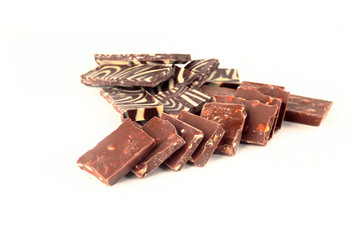 close up. slices of chocolate dessert .isolated on white.photo w