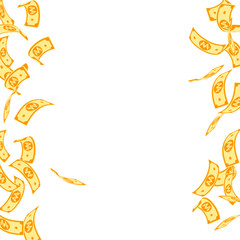 Korean won notes falling. Floating WON bills on wh