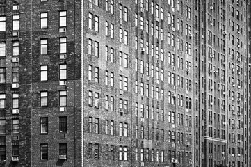 Rollo Alte Backsteinfassade, Manhattan, New York City, USA © Delphotostock