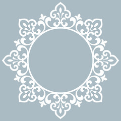 Decorative frame Elegant vector element for design in Eastern style, place for text. Floral blue border. Lace illustration for invitations and greeting cards