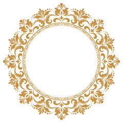 Decorative frame Elegant vector element for design in Eastern style, place for text. Floral golden border. Lace illustration for invitations and greeting cards.