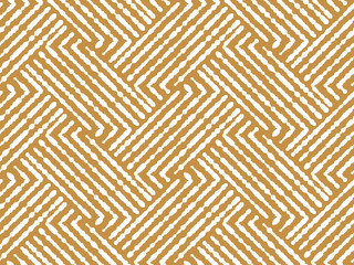 Abstract geometric pattern with stripes, lines. Seamless vector background. White and gold ornament. Simple lattice graphic design