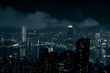 Obraz premium Hong Kong Night Black and White