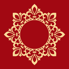 Decorative frame Elegant vector element for design in Eastern style, place for text. Floral golden border. Lace illustration for invitations and greeting cards.