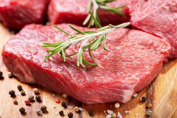 fresh meat with ingredients for cooking