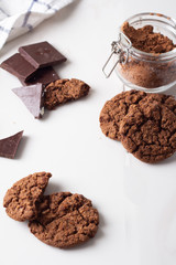 chocolate chip cookies. cocoa and dark chocolate.