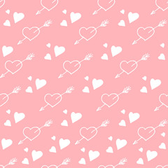 Vector seamless pattern hearts. Stylish hipster texture.