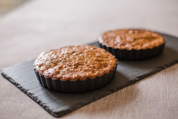 homemade tasty cooked cakes on table