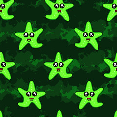 Cute kids starfish pattern for girls and boys. Colorful starfish on the abstract background create a fun cartoon drawing. The starfish pattern is made in pastel colors. Urban backdrop for textile.