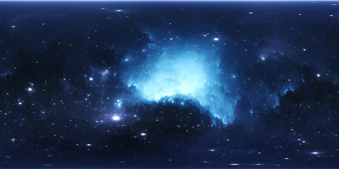 360-Grad-Weltraumnebel-Panorama, gleichwinklige Projektion, Umgebungskarte. Sphärisches HDRI-Panorama. Weltraumhintergrund mit Nebel und Sternen © Peter Jurik