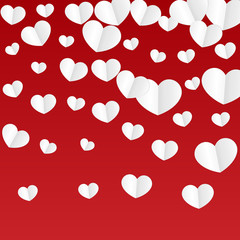 Hearts Confetti Falling Background. St. Valentine's Day pattern. Romantic Scattered Hearts Design Element. Love. Sweet Moment. Gift. Cute Element of Design for Sales or Celebration.