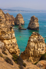 Naklejka premium Cliffs of Algarve coast in Portugal