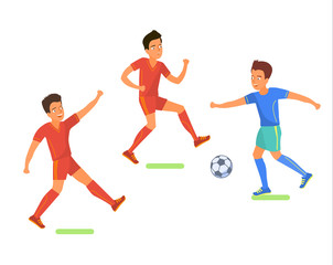 Fototapeta na wymiar Football soccer player. Men playing soccer. Flat design