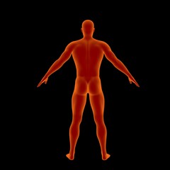 Obraz premium Standing man. Isolated on dark background. 3D rendering illustration.