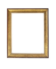 Vintage gilded rectangular frame with an ornament isolated on white. Retro style.