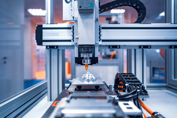 CNC Laser cutting of metal, modern industrial technology.