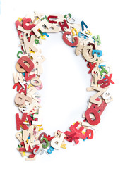 Fototapeta na wymiar Colorful wood alphabet letters on white background,letter D