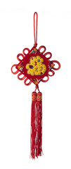 Traditional Chinese new year decoration on white background,calligraphy mean good luck