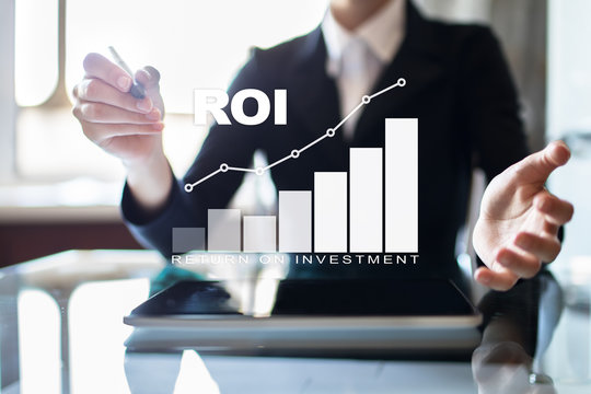 ROI graph, Return on investment, Stock Market and Trading Business and Internet Concept.